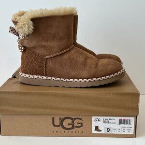 UGG Mini Bailey Bow 78 Comfort Boots Chestnut ~ Women's Size 9M
